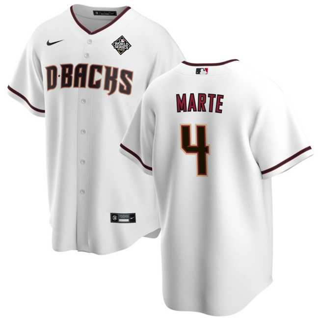 Mens Arizona Diamondbacks #4 Ketel Marte White 2023 World Series Cool Base Stitched Jersey Dzhi->arizona diamondbacks->MLB Jersey